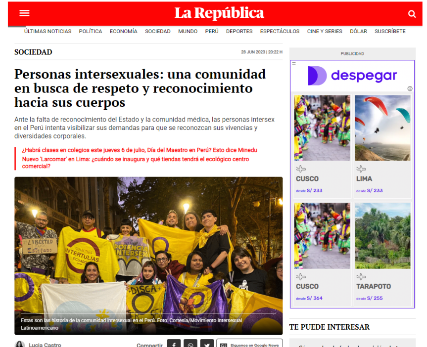 Reportaje a Perú Intersex por La República